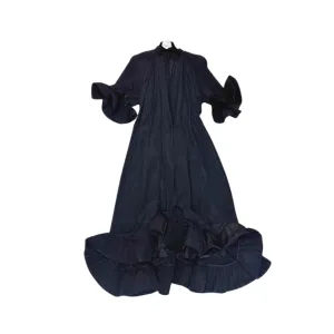 Pre Order:  V-Neck Lace Up Big Hem Loose Maxi Dress