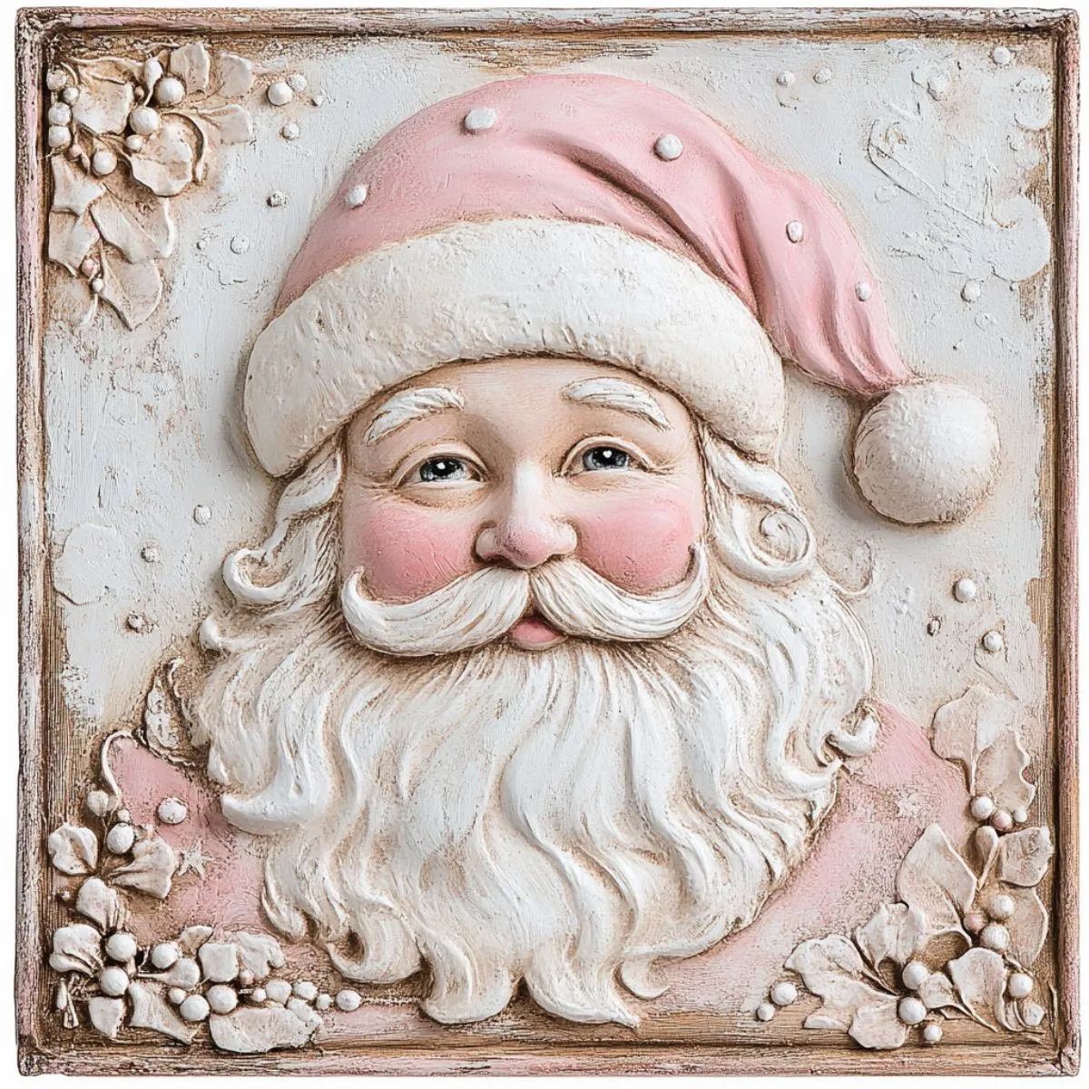 10" X 10" Pastel Pink Santa Sign TTE-011