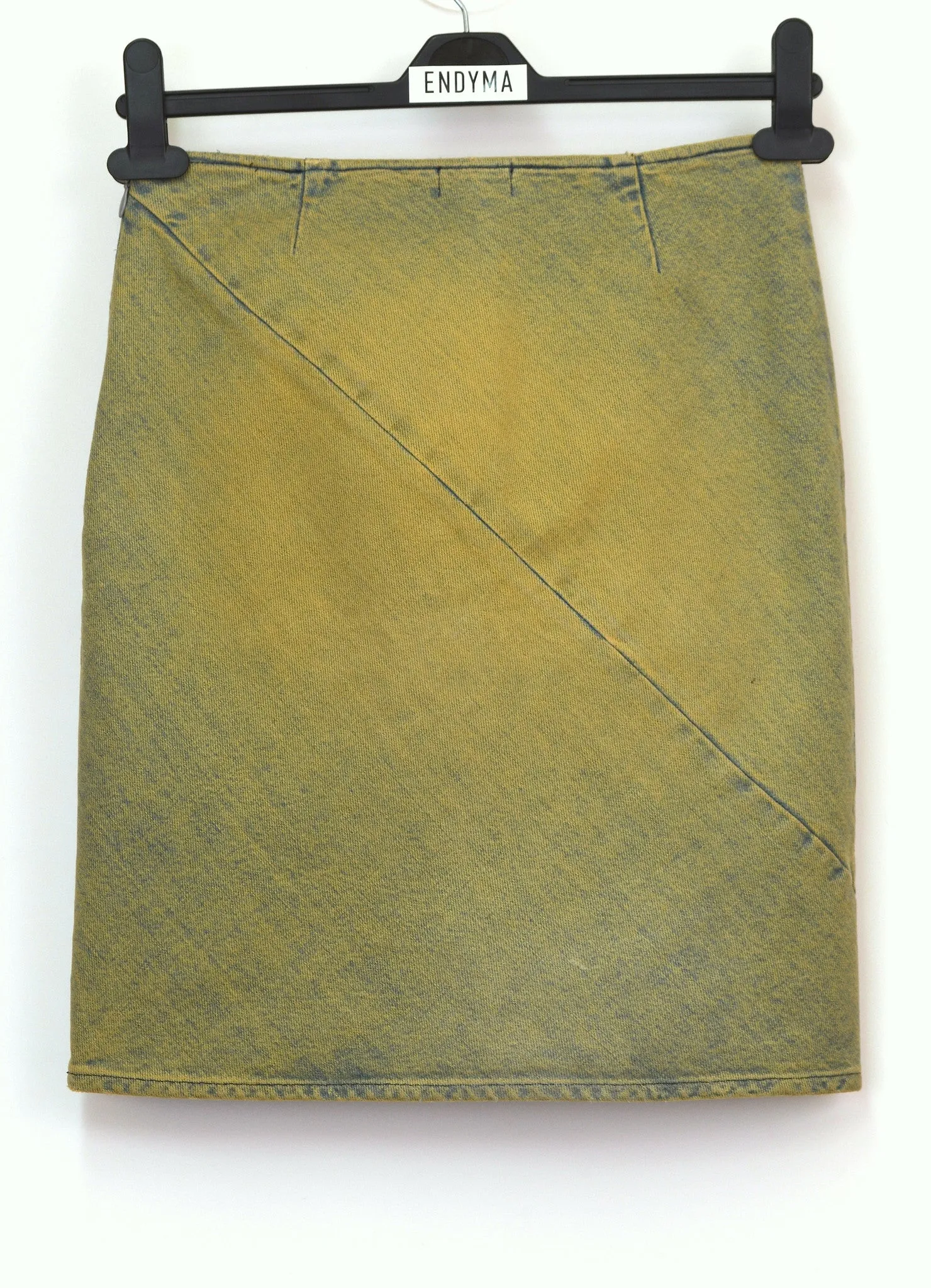 1997 Vintage Bleached Denim Spiral Seam Skirt