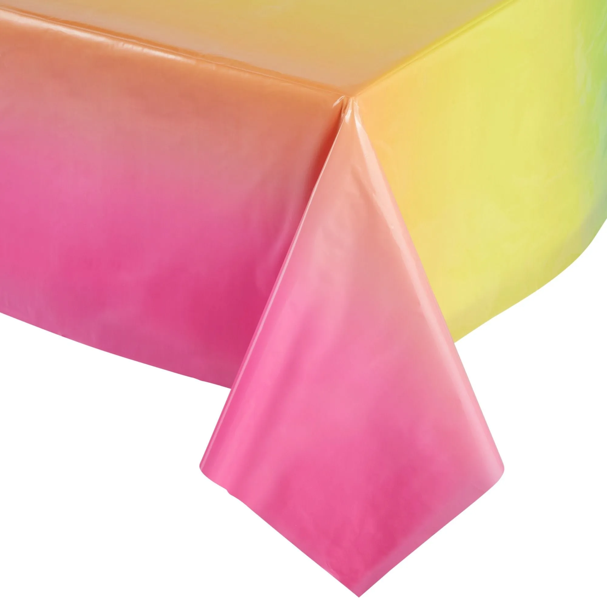 3 Pack Plastic Ombre Rainbow Tablecloth, Pastel Table Covers for Birthday Party Decorations (54x108 in)