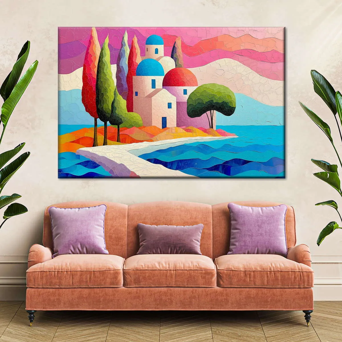 A Coastal Scene In Pastel Hues Wall Art