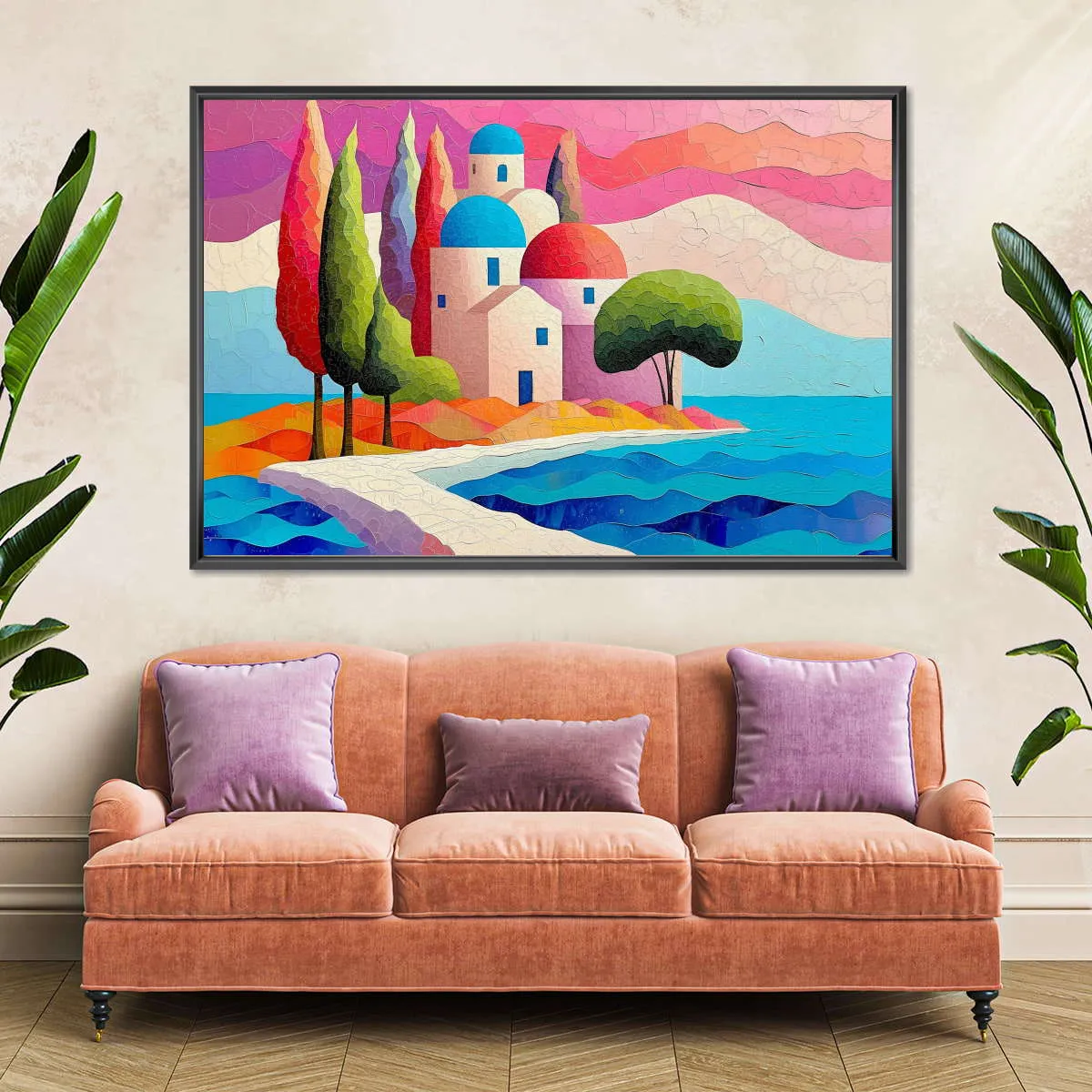 A Coastal Scene In Pastel Hues Wall Art