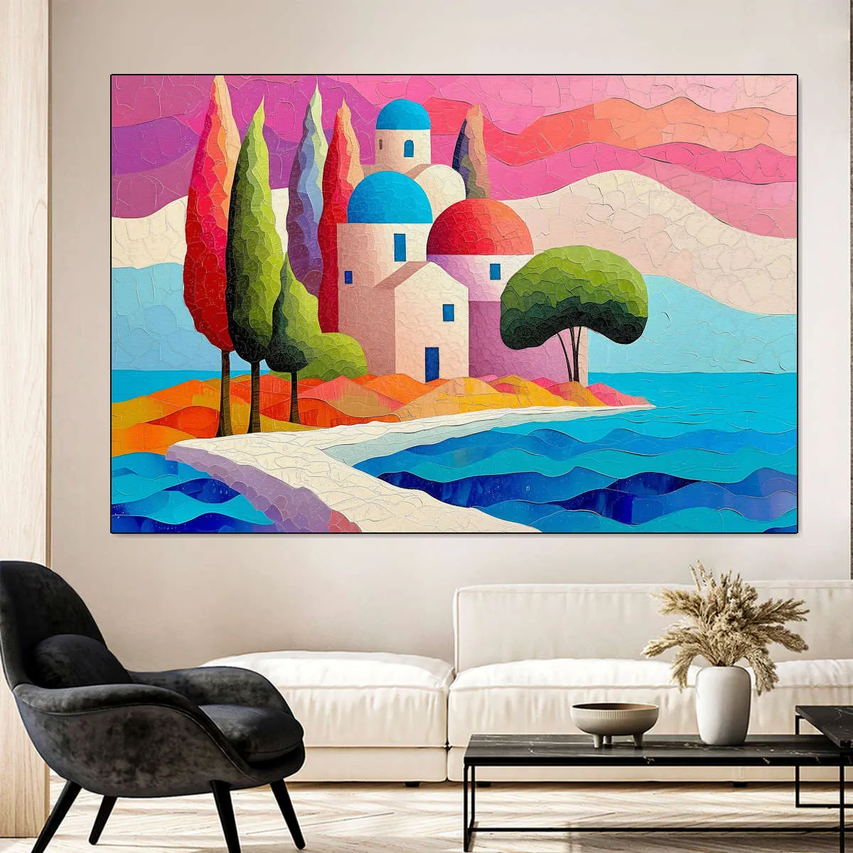 A Coastal Scene In Pastel Hues Wall Art