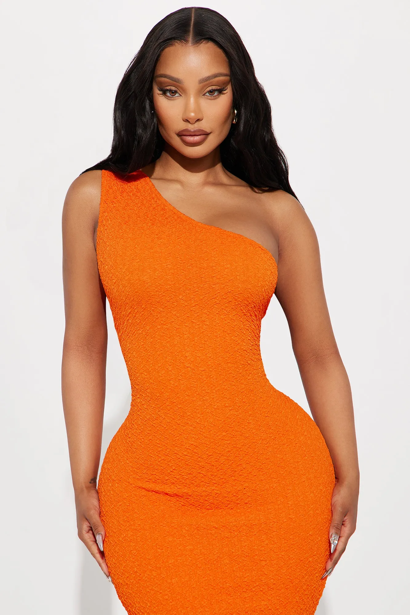 Abigal Textured Maxi Dress - Orange