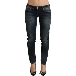 Acht Chic Dark Blue Slim Fit Denim for Style Aficionados