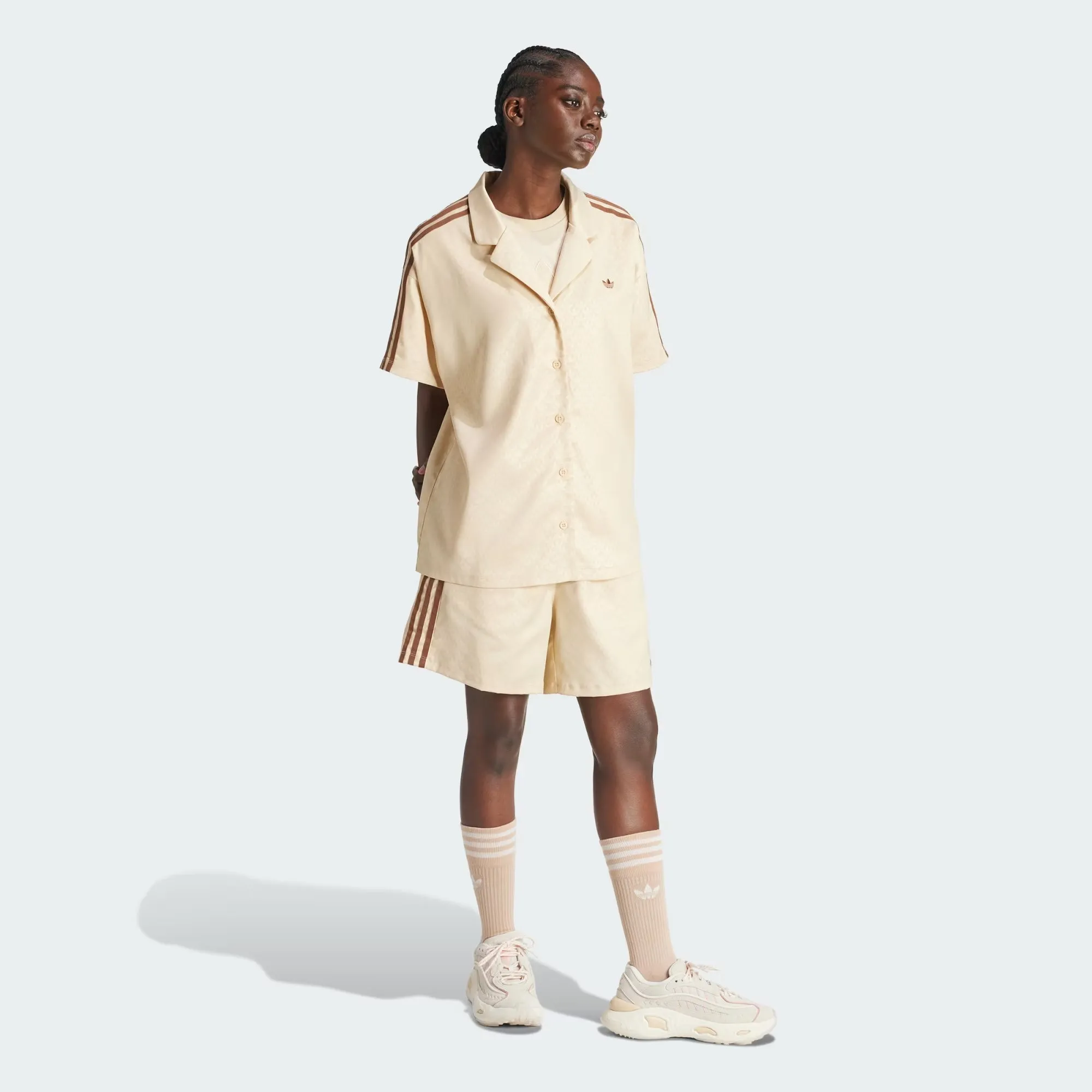 Adidas Originals | FASHION MONOGRAM SATIN SHORTS  { CRYSTAL SAND