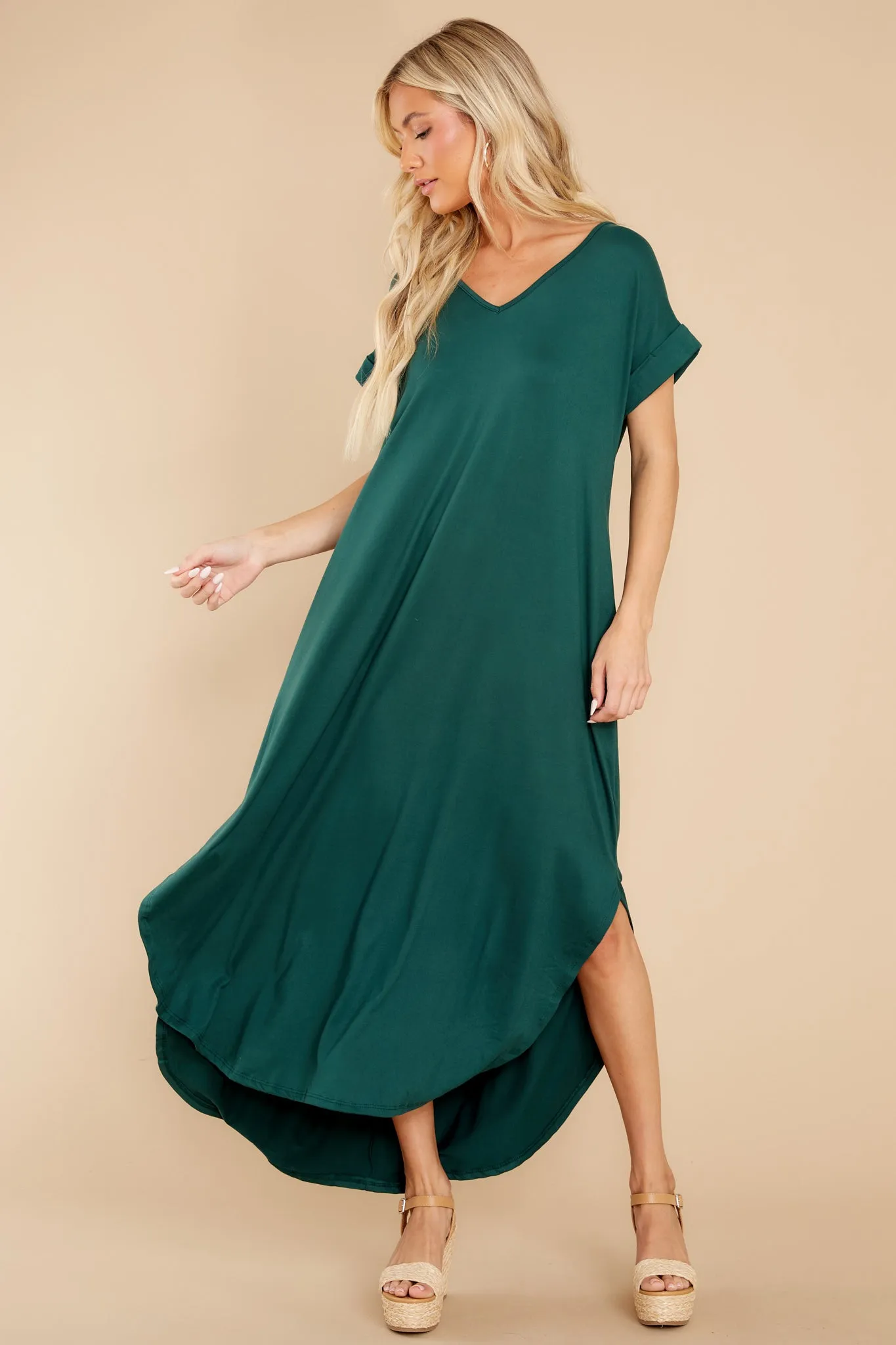 Always The Same Thing Hunter Green Maxi Dress