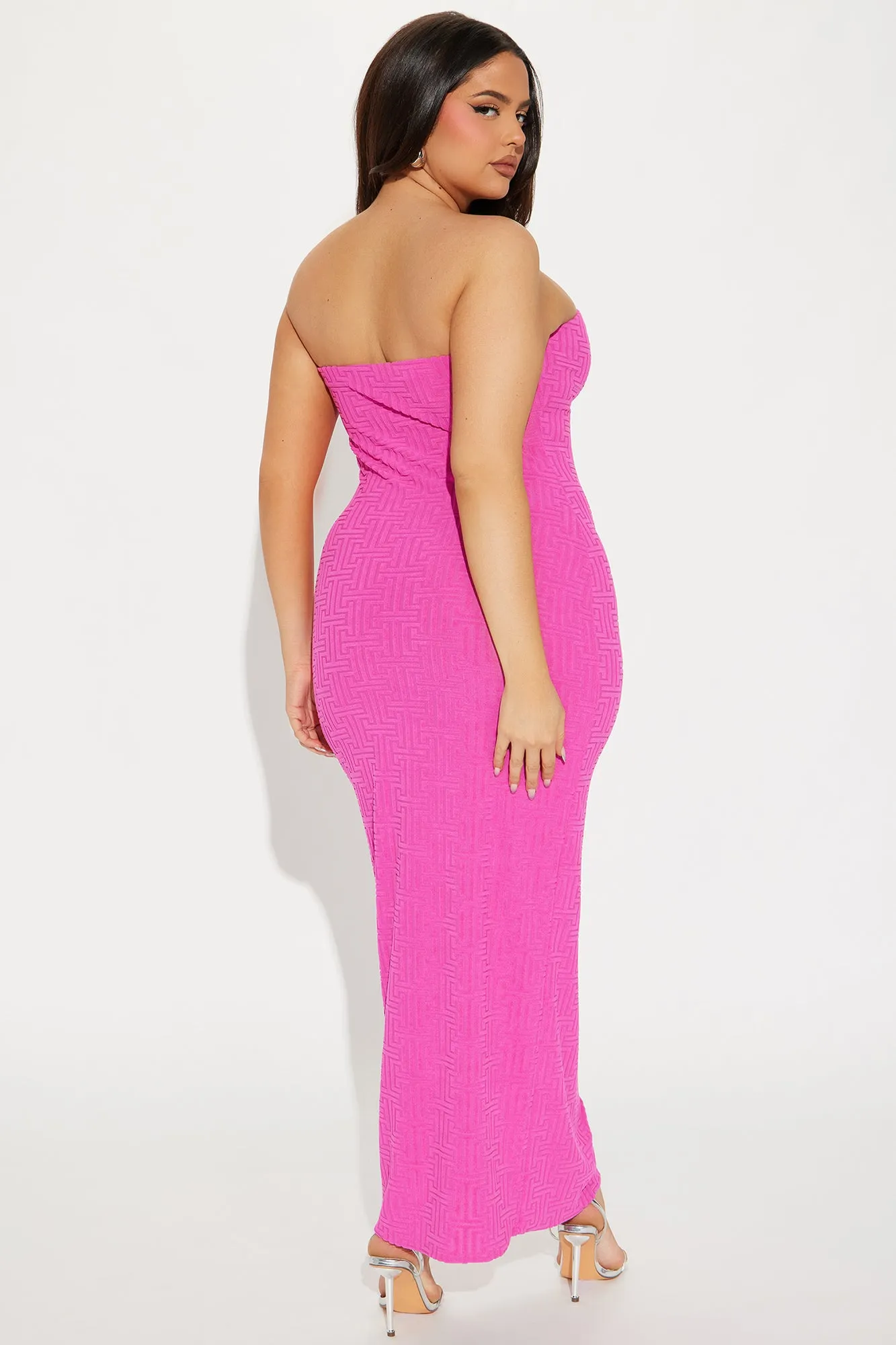 Anya Textured Maxi Dress - Fuchsia