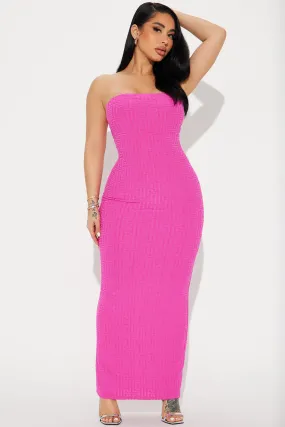 Anya Textured Maxi Dress - Fuchsia