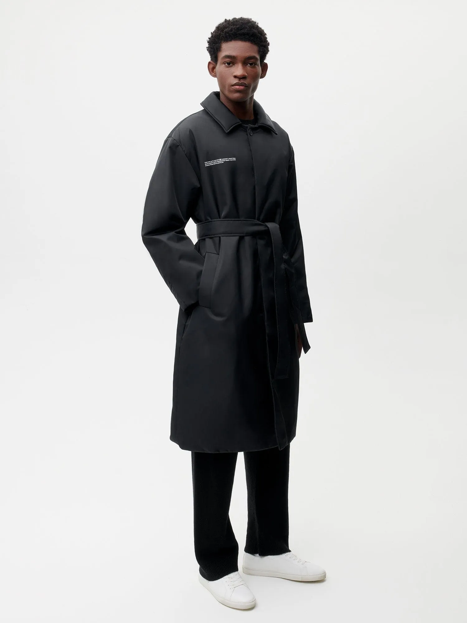 Archive Mens Flower-Warmth Trench Coat—black