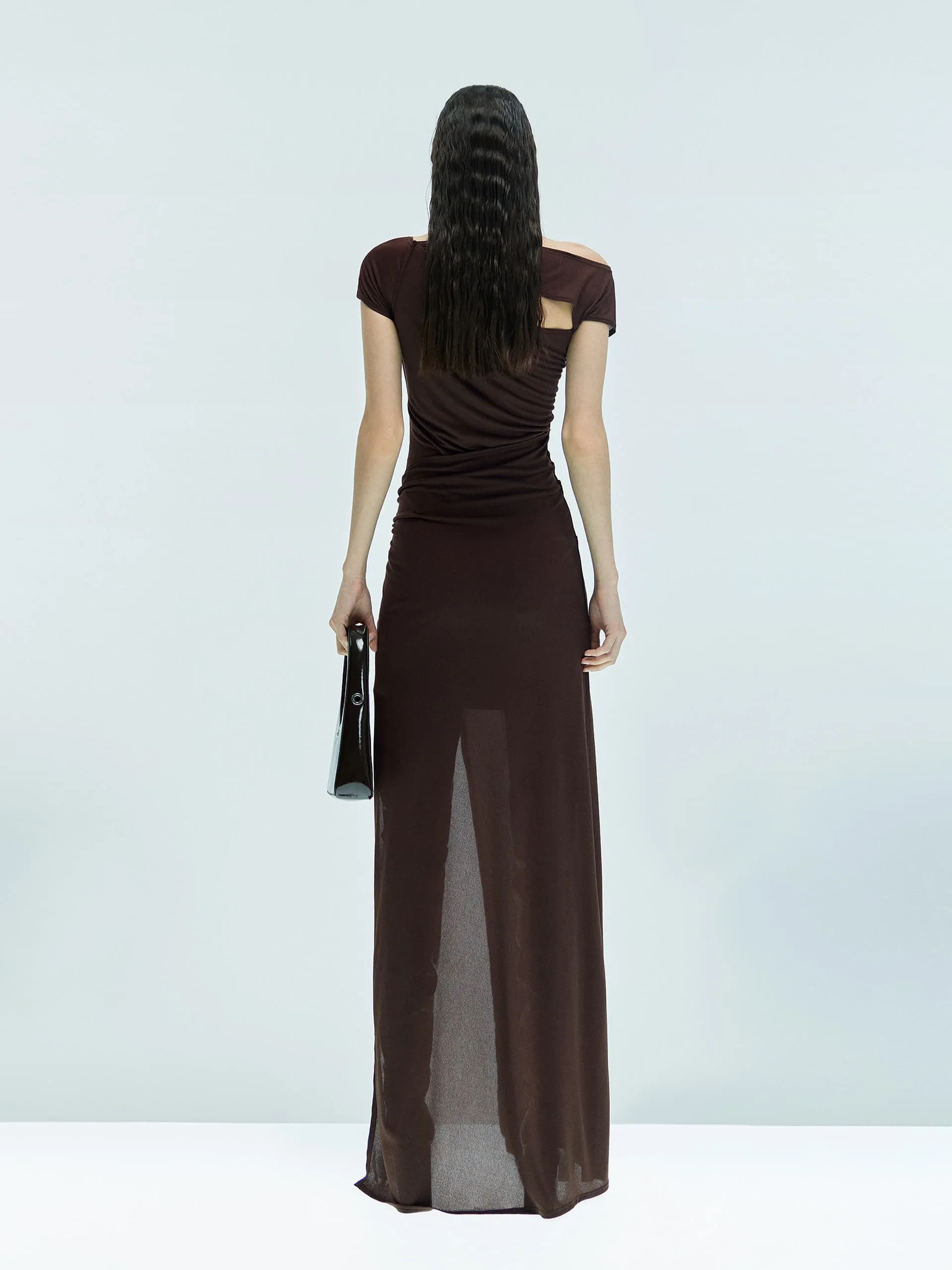 Asymmetric Draped Maxi Dress