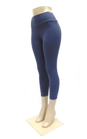 Bamboo Capri Leggings Tights - Heather Lake Blue