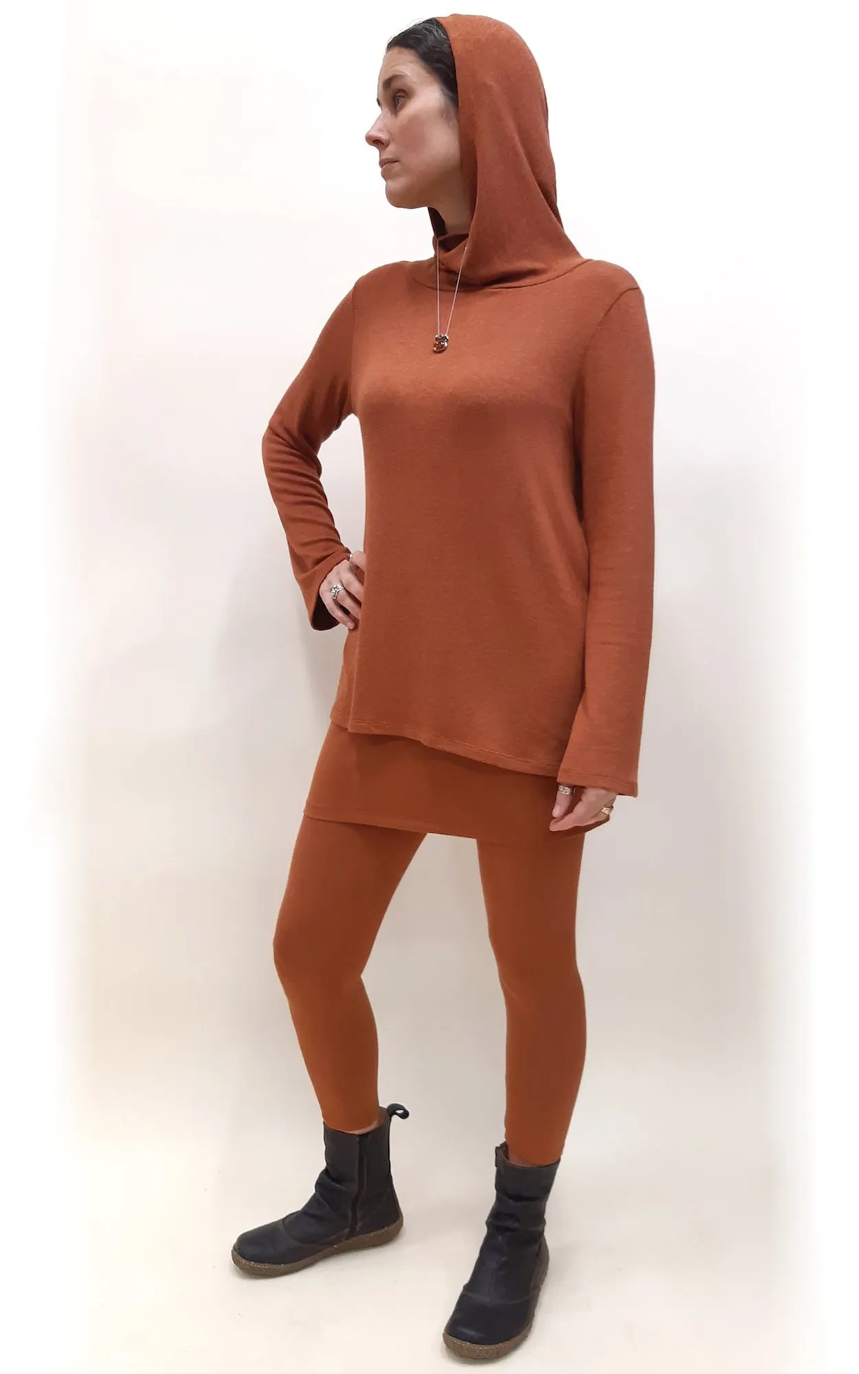 Bamboo Capri Leggings Tights - Rust