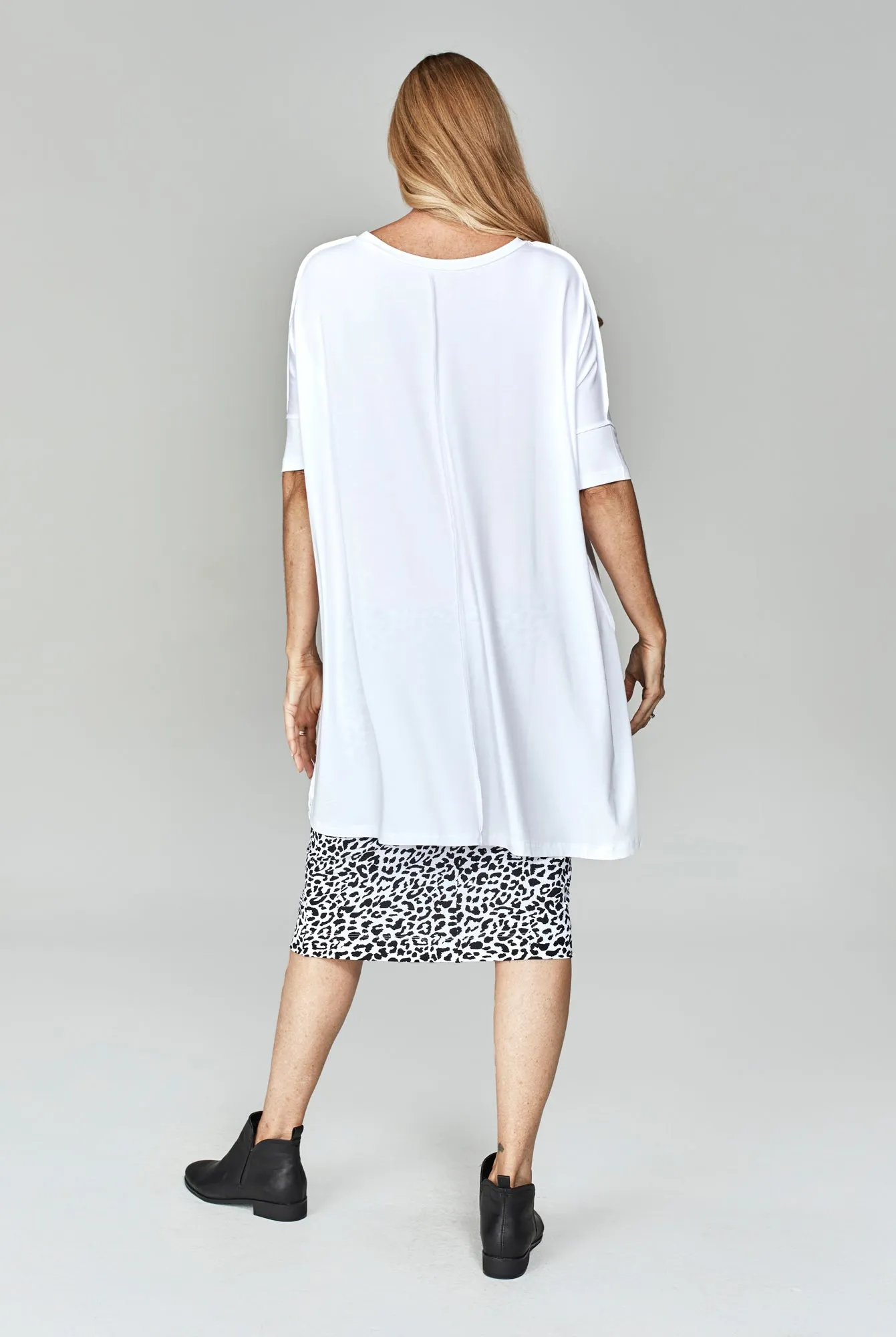 Bardot Oversized Bamboo Tunic Top - White