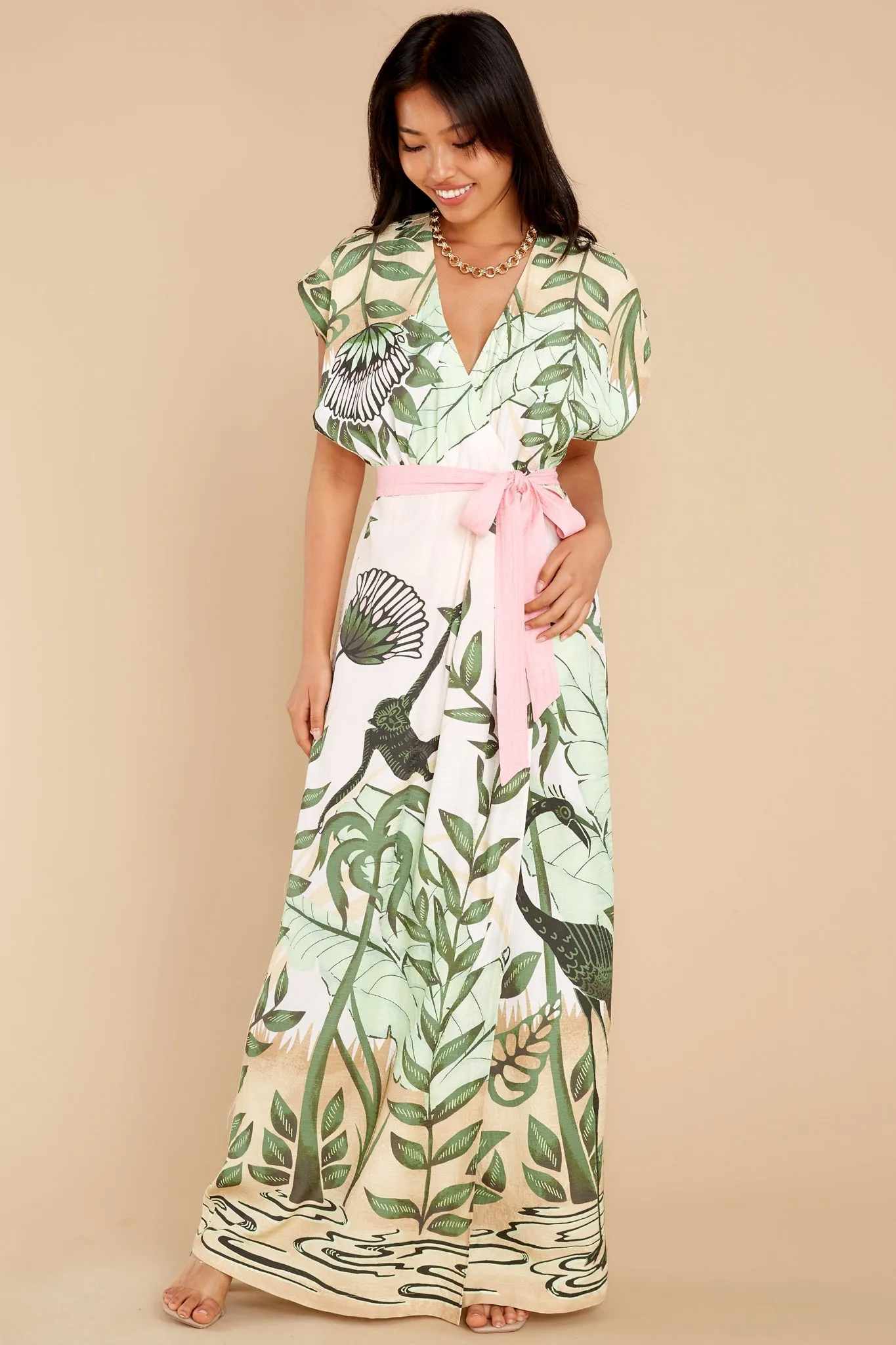 Beachside Blooms Ivory Multi Print Maxi Dress