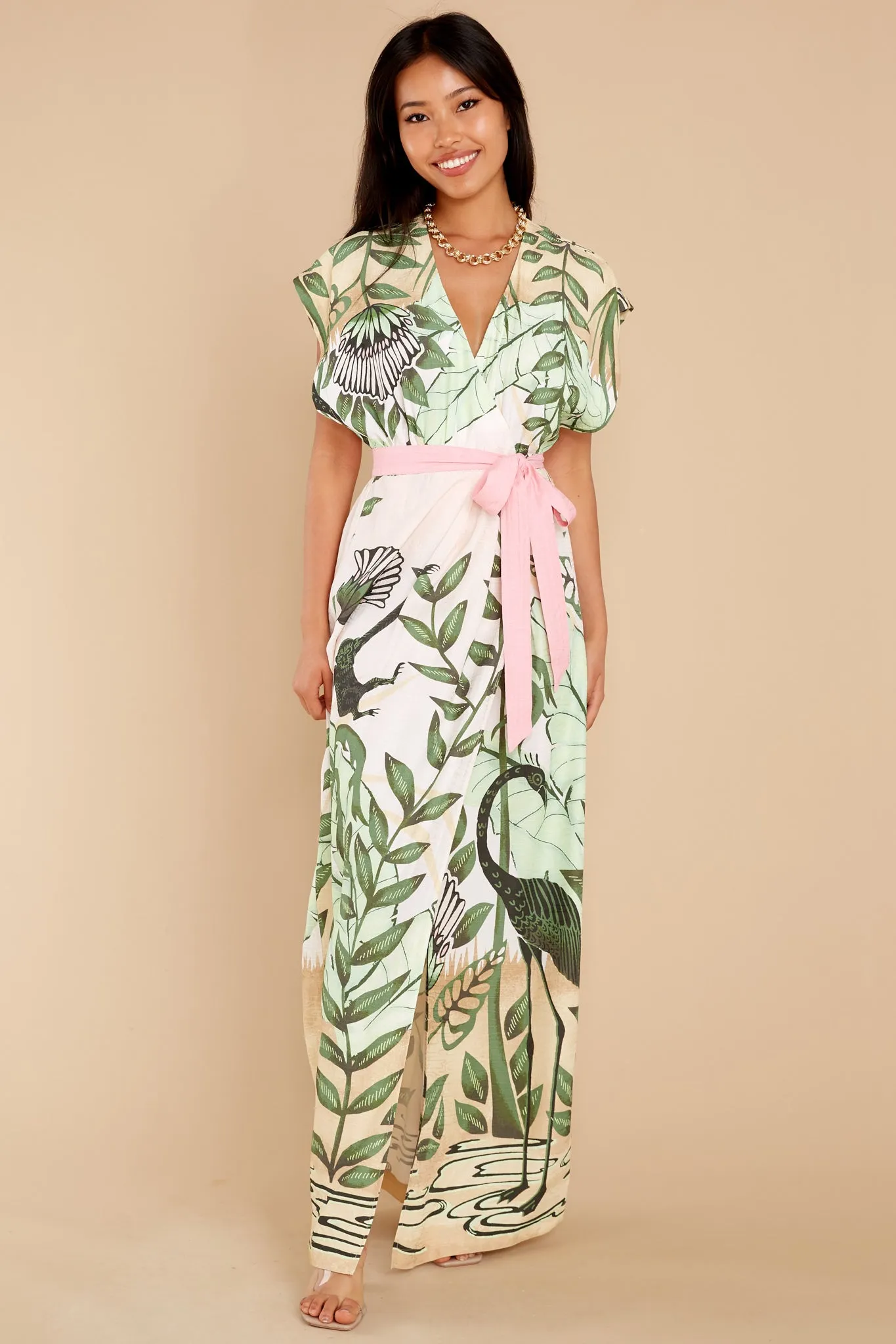 Beachside Blooms Ivory Multi Print Maxi Dress