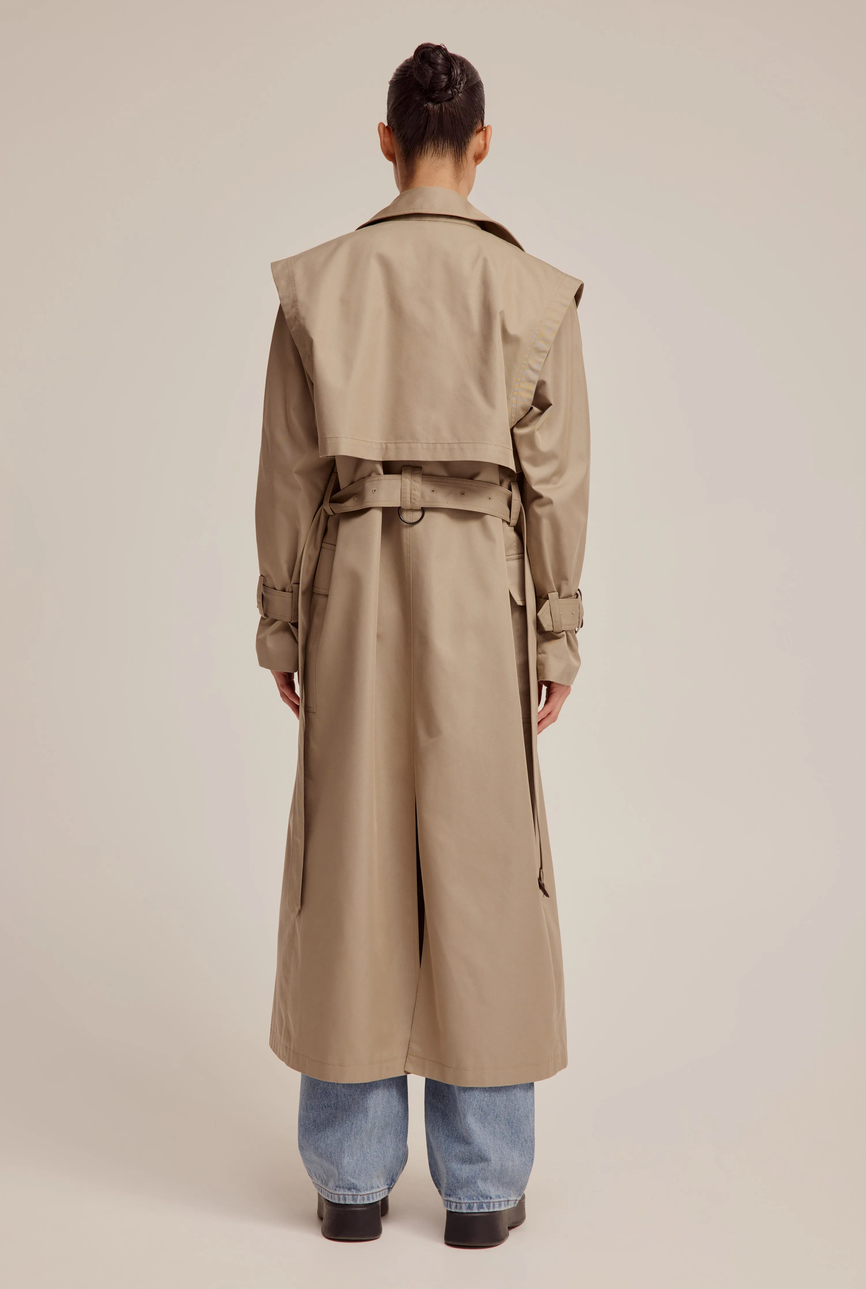 Belted Cotton Trench Coat - Tea Leaf