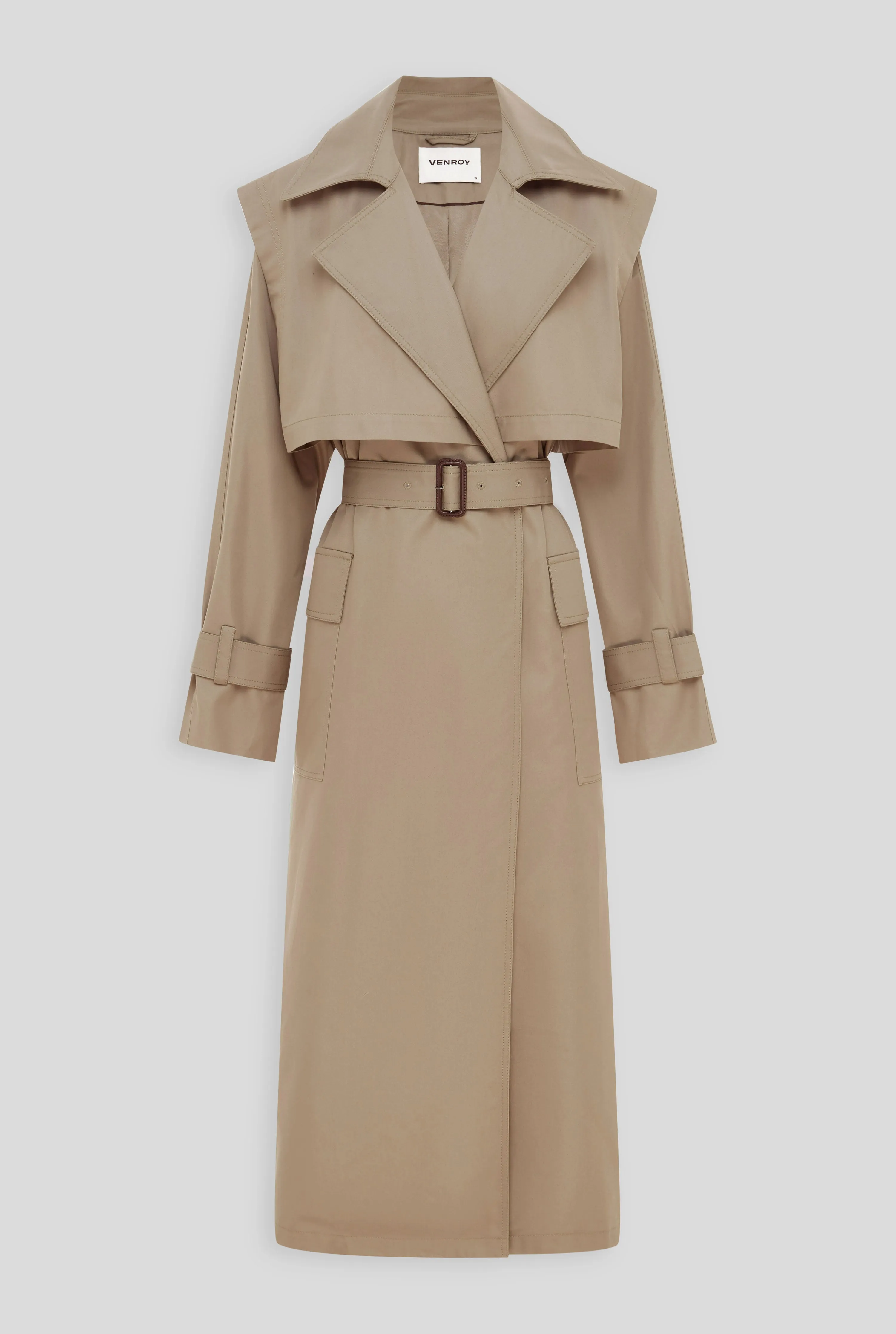 Belted Cotton Trench Coat - Tea Leaf