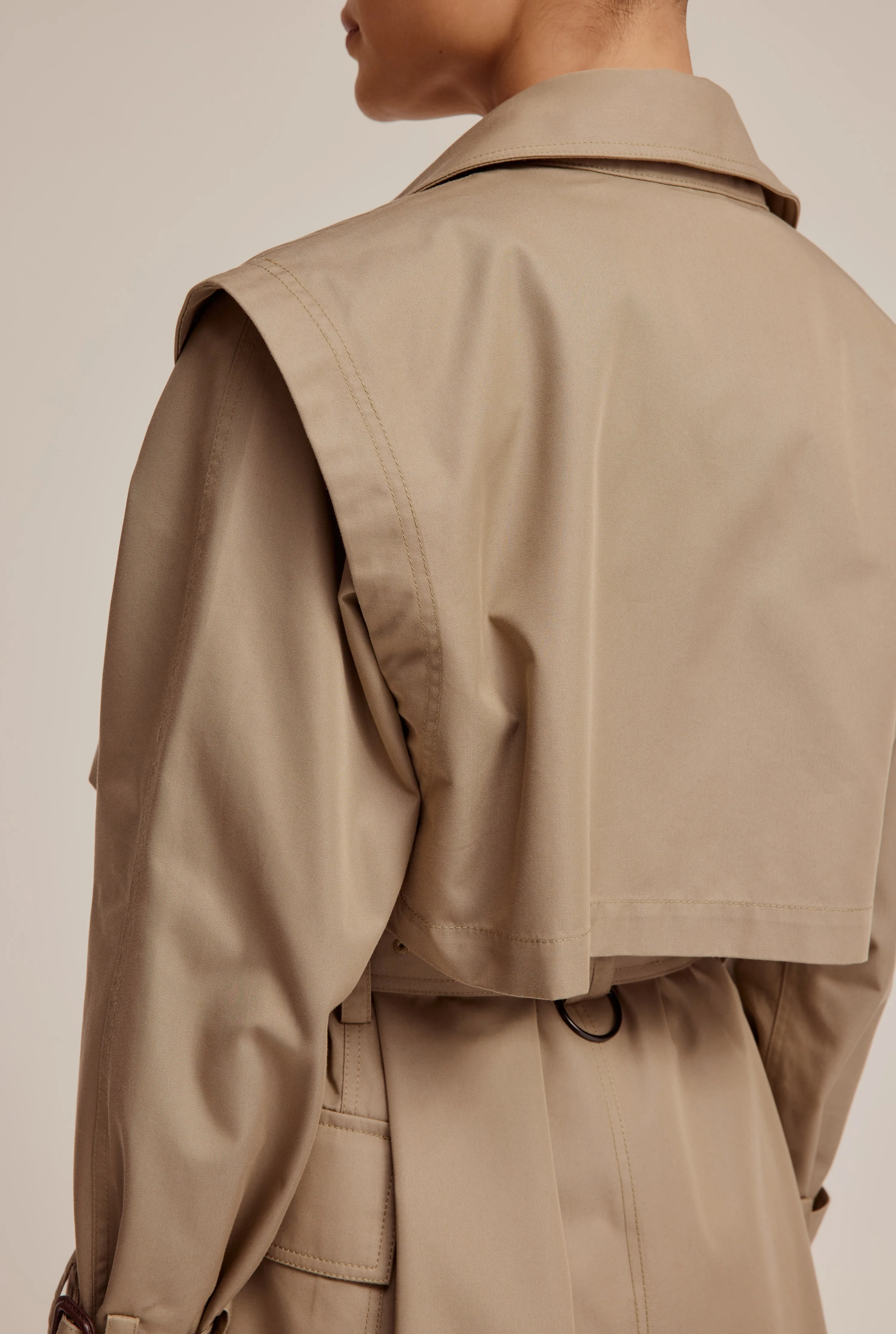 Belted Cotton Trench Coat - Tea Leaf