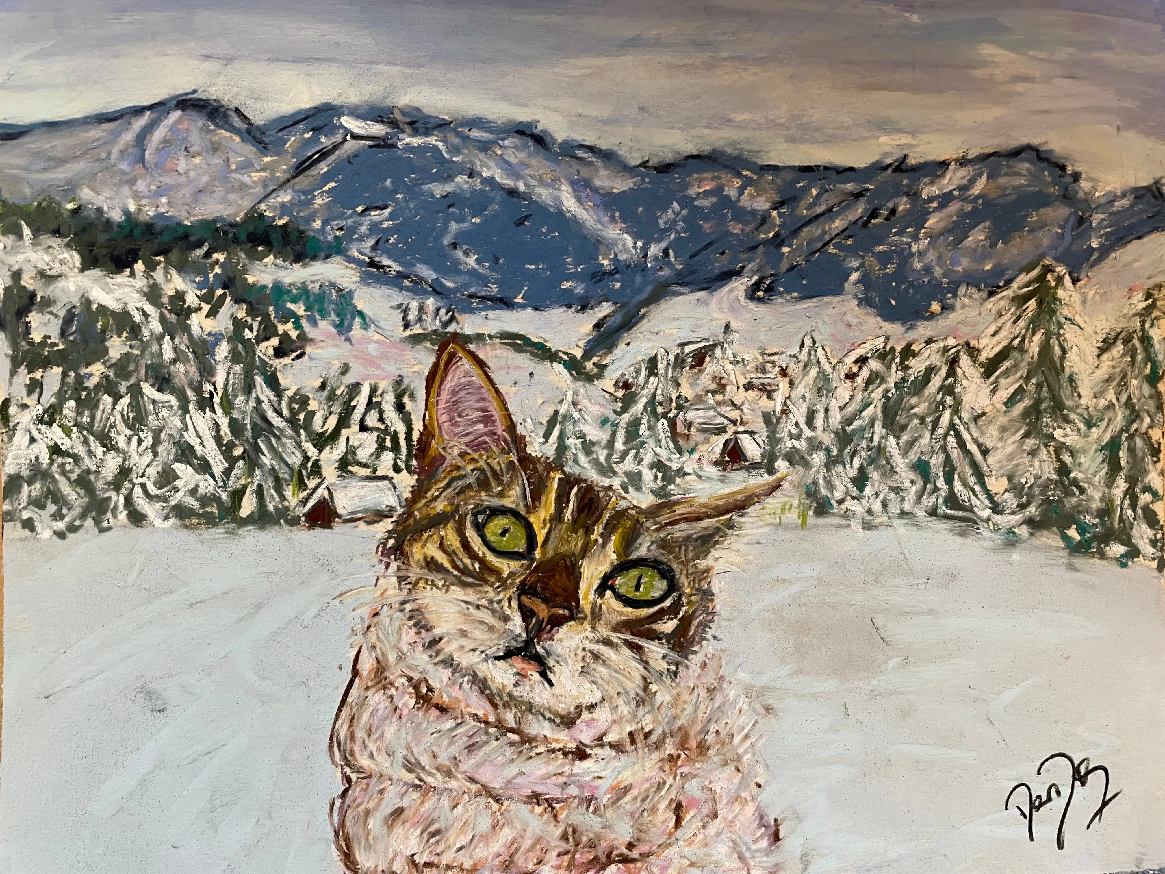 Bengal Cat in Swiss Mountain Scene