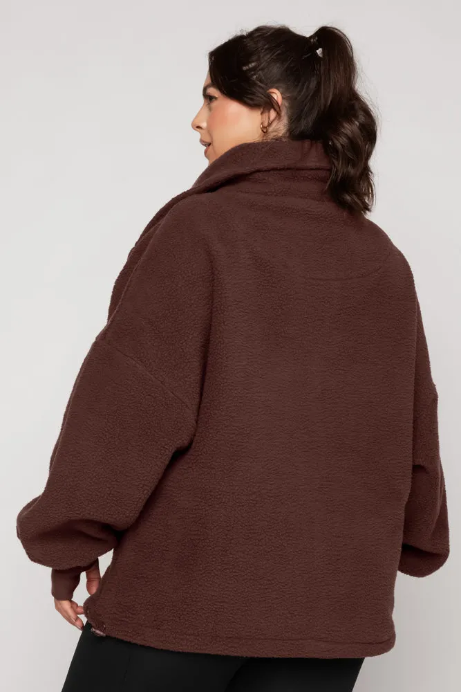 Big Hug Fleece Half Zip Sweater - Chocolate