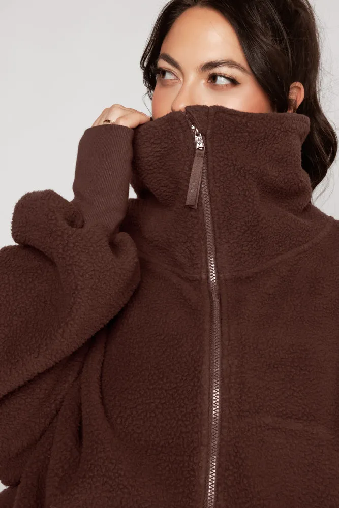 Big Hug Fleece Half Zip Sweater - Chocolate