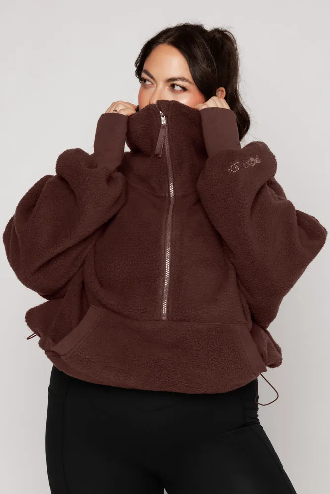 Big Hug Fleece Half Zip Sweater - Chocolate