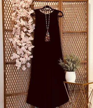 Black Empire Waist Maxi Dress