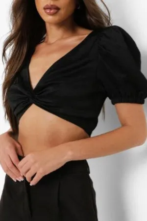 Black Twist Detail Crop Top