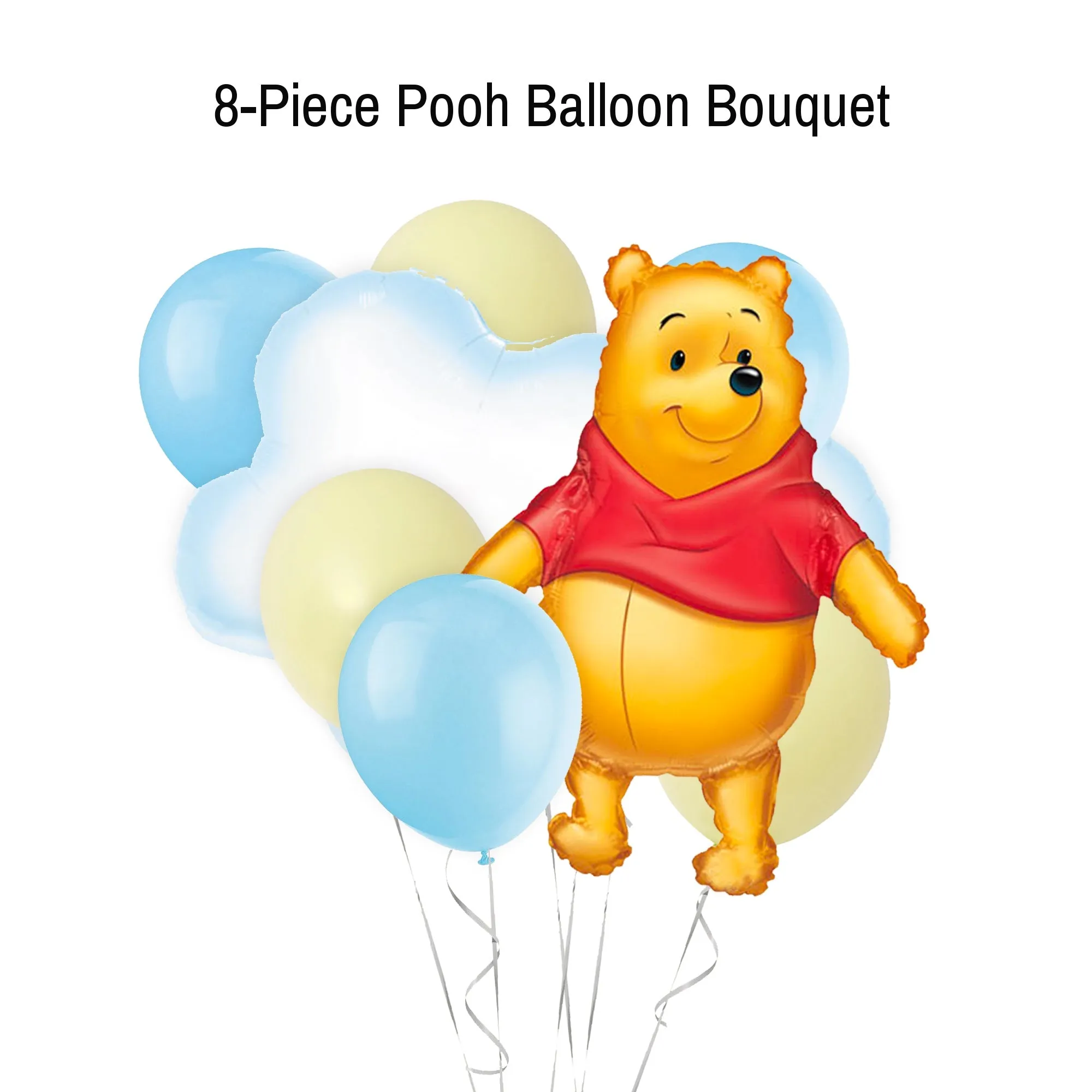 Blue and Yellow Classic Pooh Pastel Baby Shower Balloon Bouquet