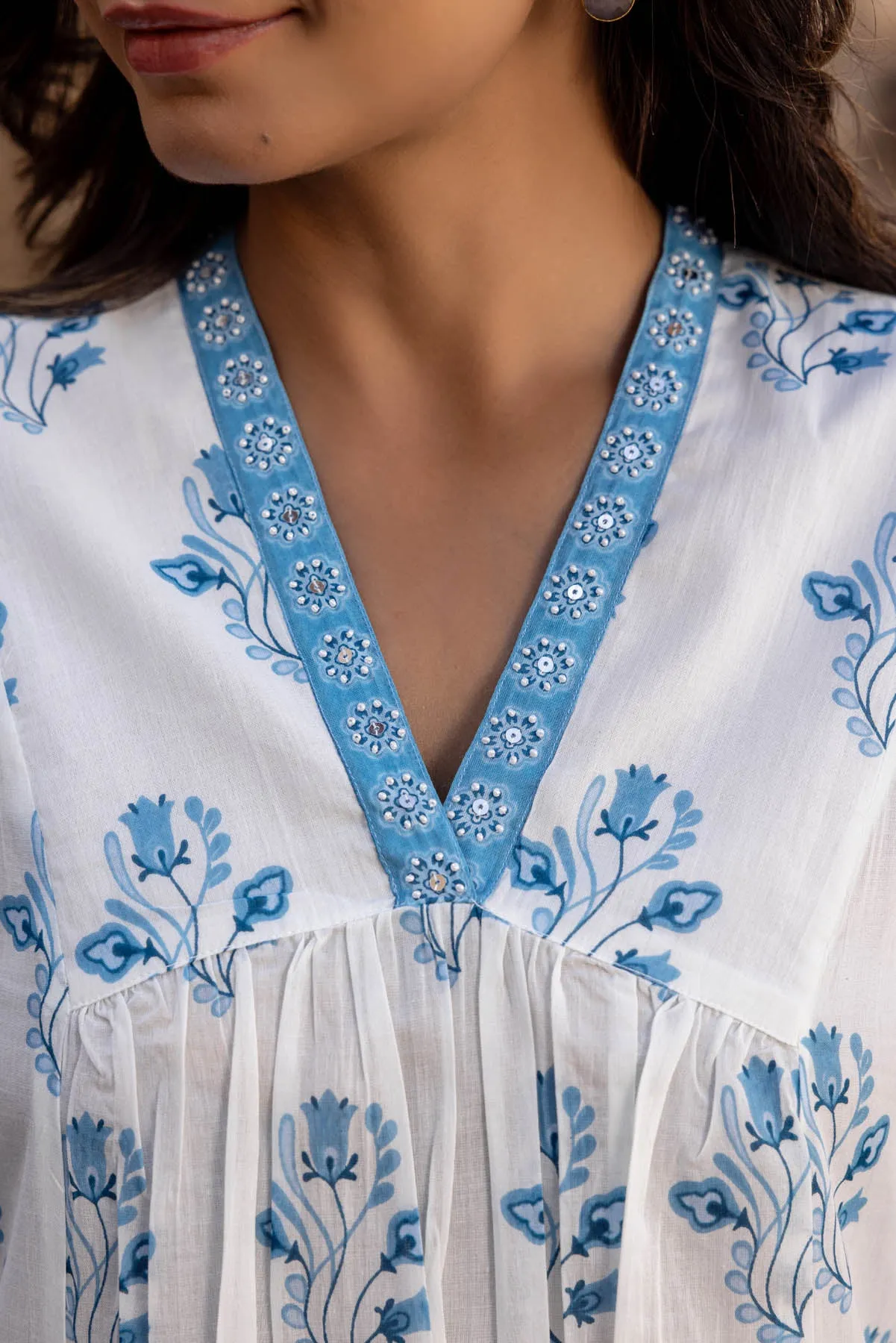 Blue Lilies Kurta