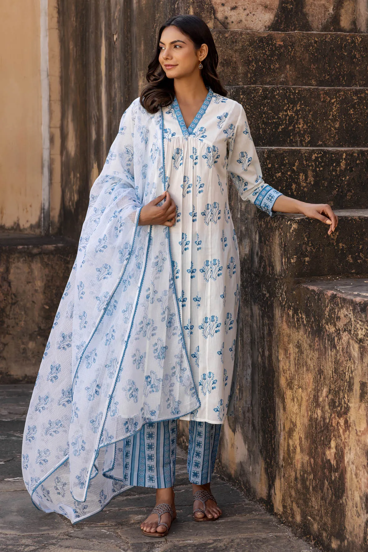 Blue Lilies Kurta