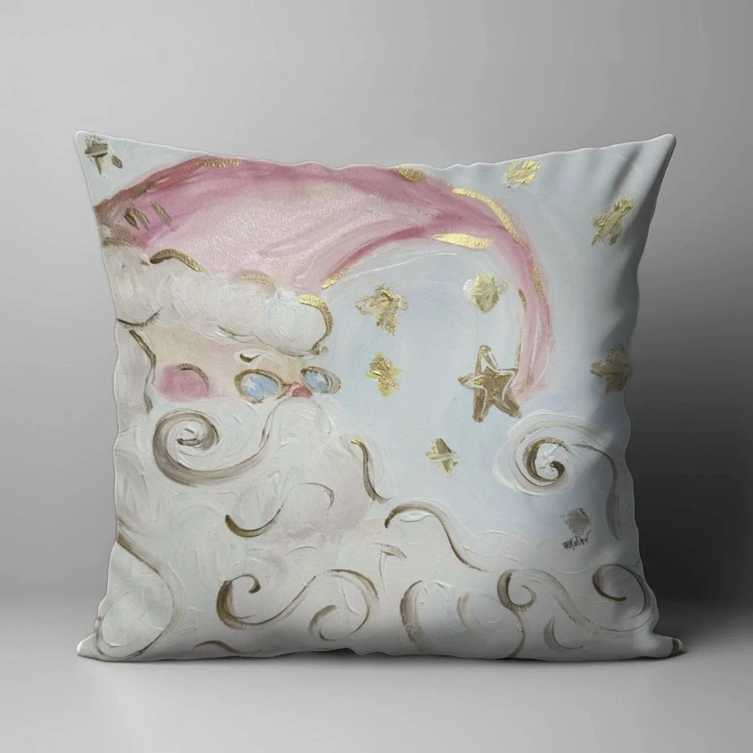 BRIDGETT'S PINK & GOLD SANTA PILLOW