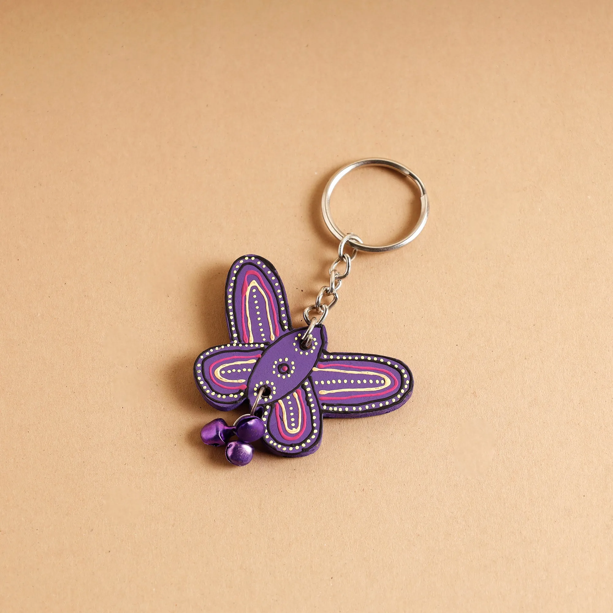 Butterfly - Abstract Pastel Handpainted Wooden Key Chain