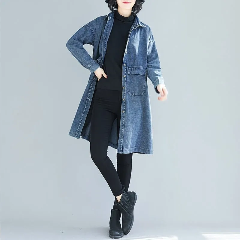 Casual Denim Trench Coat