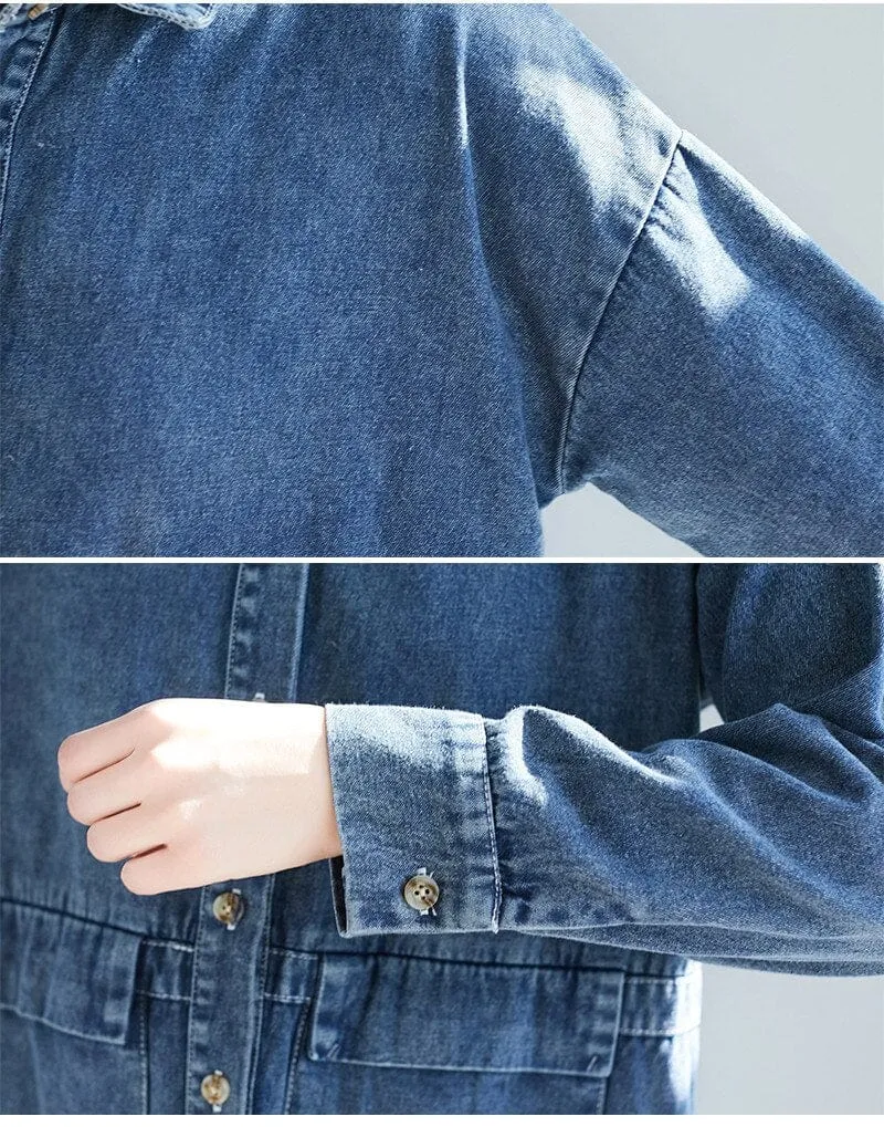 Casual Denim Trench Coat