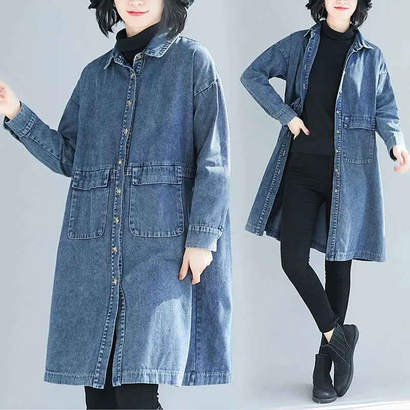 Casual Denim Trench Coat