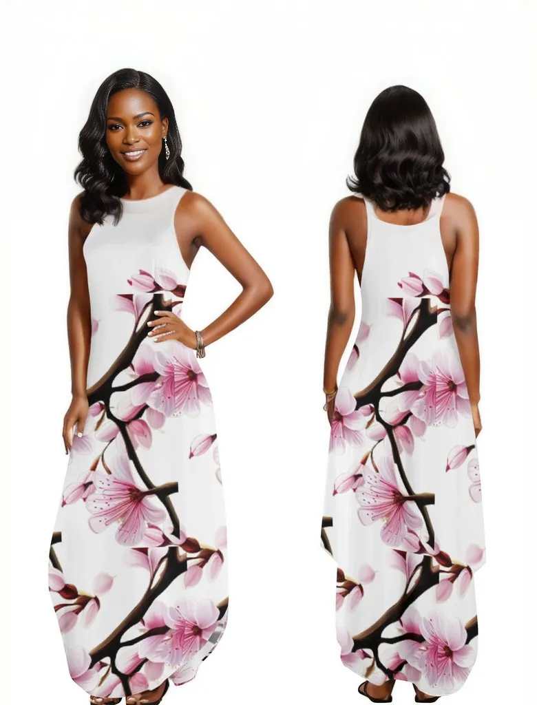 Cherry Blossom Womens Elegant Sleeveless Party Dress