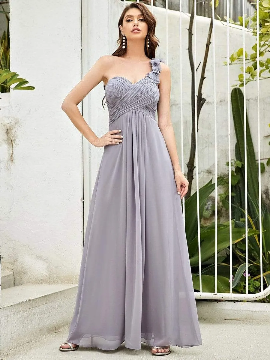 Chiffon One Shoulder Maxi Long Bridesmaid Dresses for Women