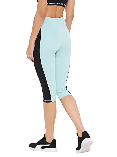 Clovia Women's Snug Fit High-Rise Active Capri (AB0093A03_Blue_M)