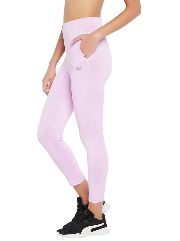 Clovia Women's Snug Fit High Rise Active Tights (AB0111P22_Pink_XXL)