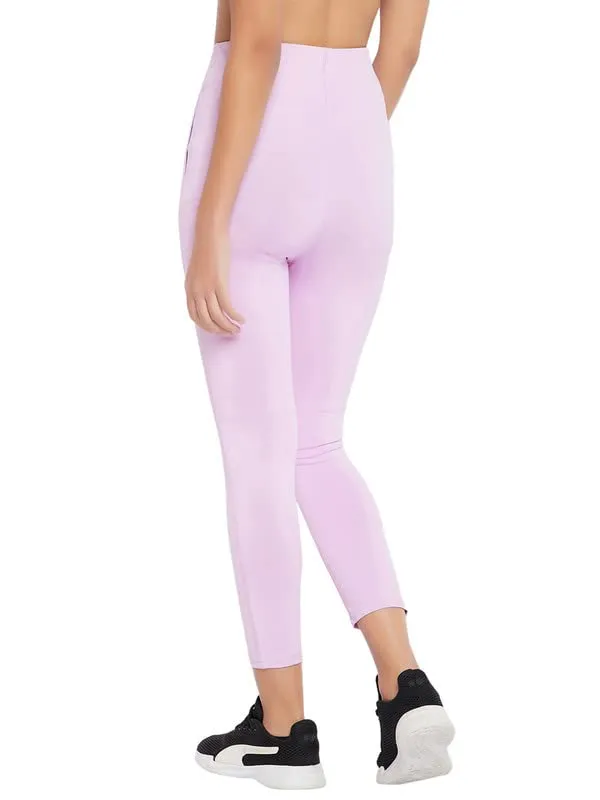 Clovia Women's Snug Fit High Rise Active Tights (AB0111P22_Pink_XXL)