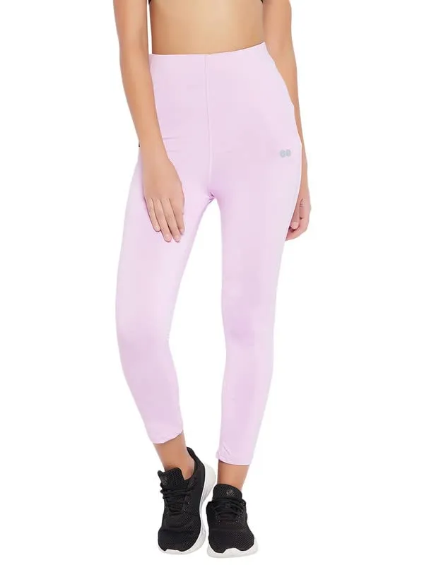 Clovia Women's Snug Fit High Rise Active Tights (AB0111P22_Pink_XXL)