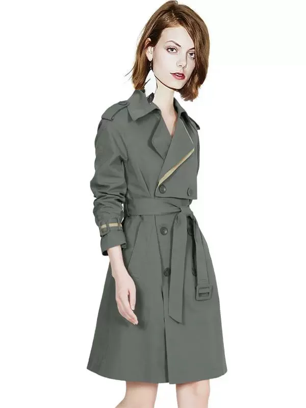 Coat for Women Slim Looking Anti-Aging Elegant Long Sleeve Trench Coat