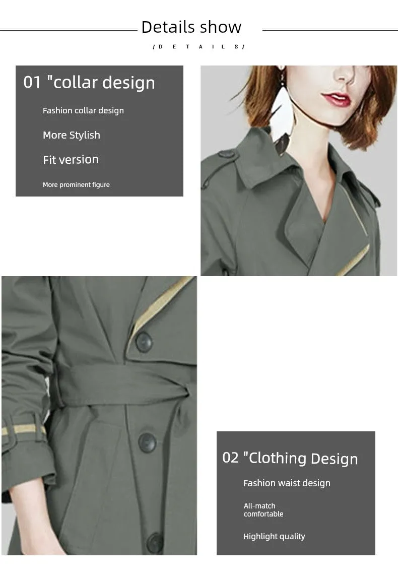 Coat for Women Slim Looking Anti-Aging Elegant Long Sleeve Trench Coat