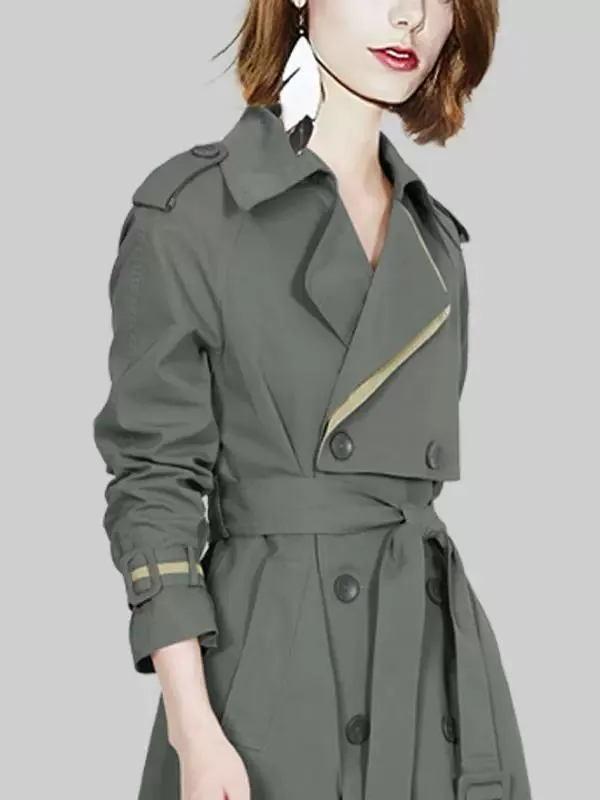 Coat for Women Slim Looking Anti-Aging Elegant Long Sleeve Trench Coat