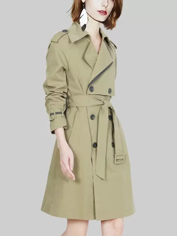 Coat for Women Slim Looking Anti-Aging Elegant Long Sleeve Trench Coat