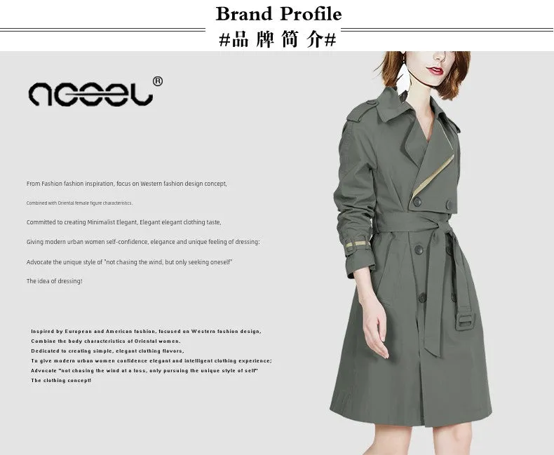 Coat for Women Slim Looking Anti-Aging Elegant Long Sleeve Trench Coat