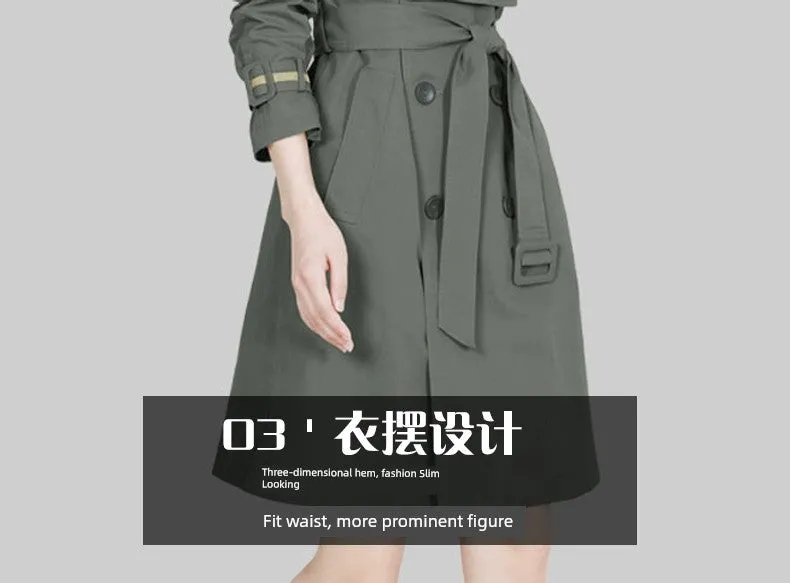 Coat for Women Slim Looking Anti-Aging Elegant Long Sleeve Trench Coat