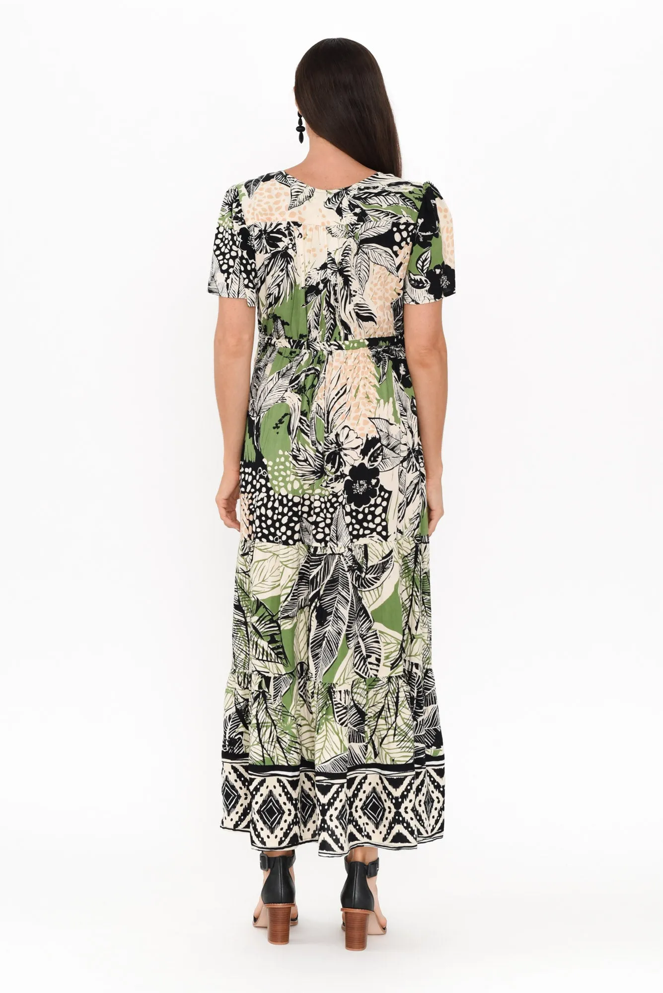 Cobi Green Leaf Tie Dress